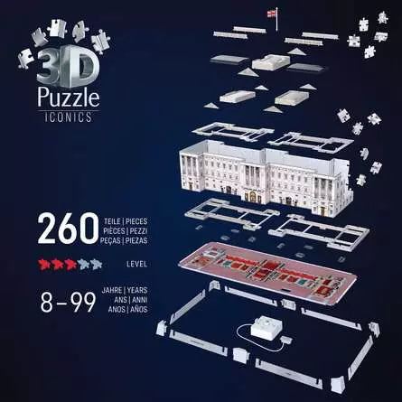 Ravensburger Iconics 3D-Puzzle Buckingham Palace – 216 Teile – 40,9×15,9×18,9 cm – ab 8 Jahren – FSC Mix