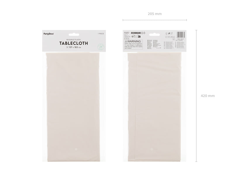 PartyDeco Tischdecke – 183×137 cm, Polyethylen (PE), Beige, Geburtstag