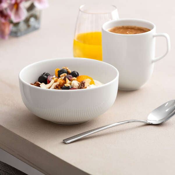 Villeroy & Boch Afina Müslischüssel – 0,55 l, Porzellan, Weiss, Spülmaschinengeeignet, Mikrowellengeeignet