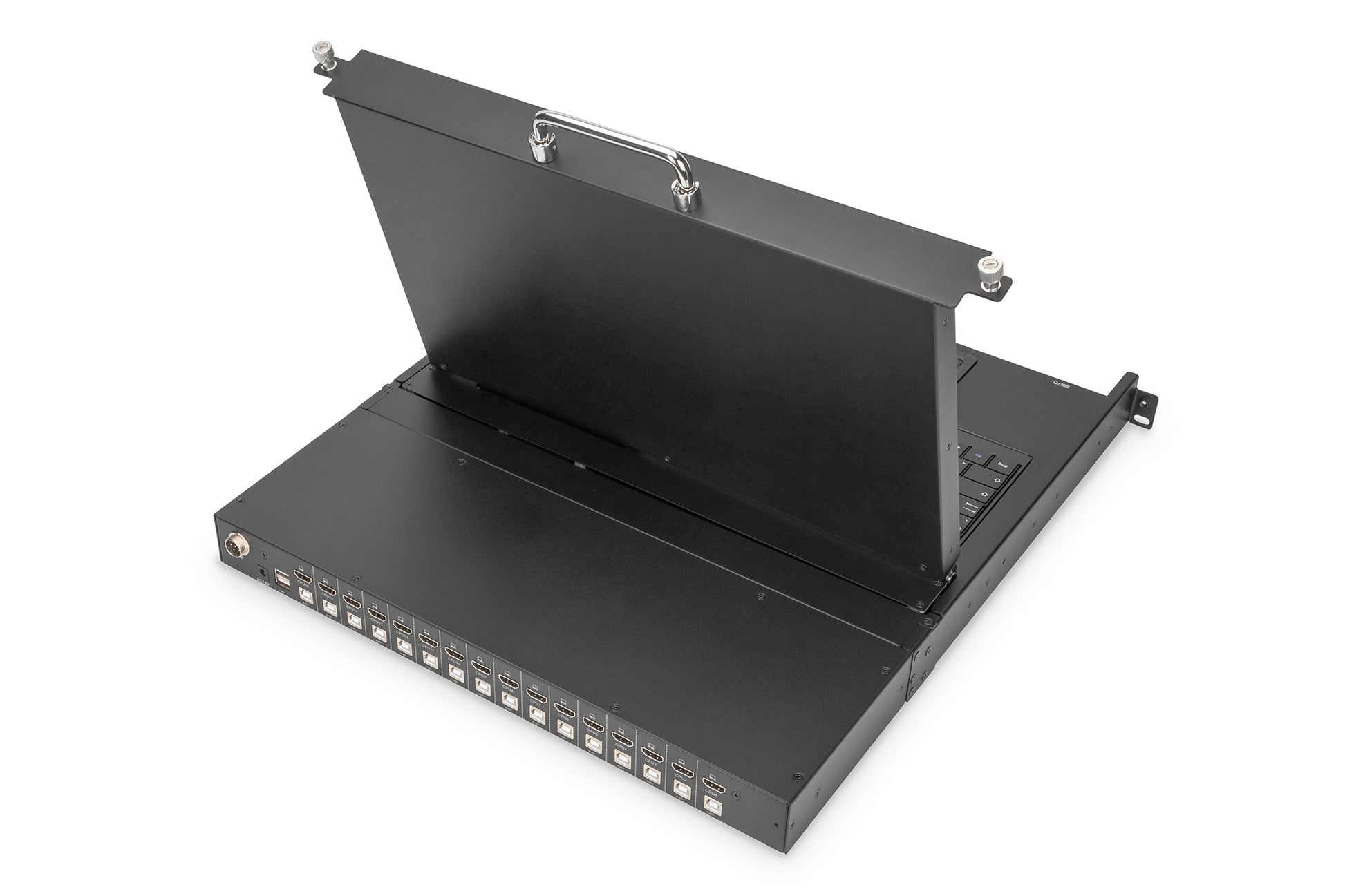 Digitus TFT483CM – 17" Rack-LCD-Konsole – 8-Port HDMI KVM, 1920 × 1080, USB 2.0, Schweizer Tastatur – 1U