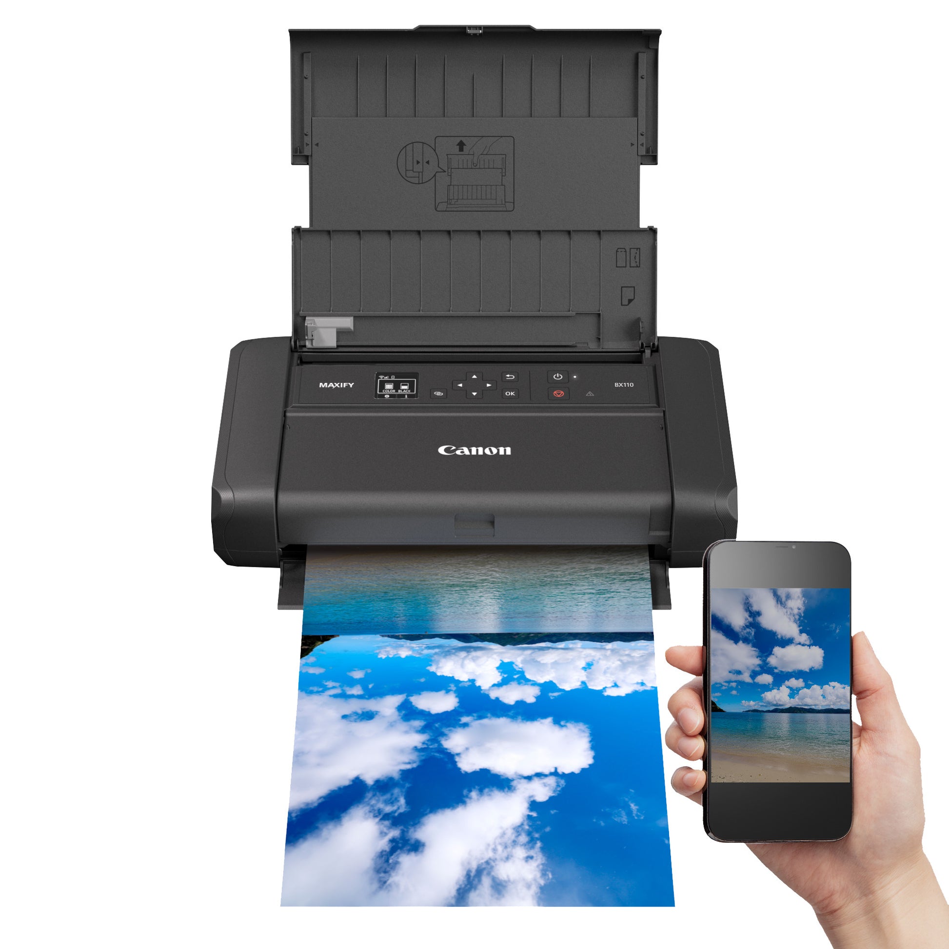 Canon MAXIFY BX110 – Mobildrucker, A4, manueller Duplex, WLAN, USB, inkl. Akku