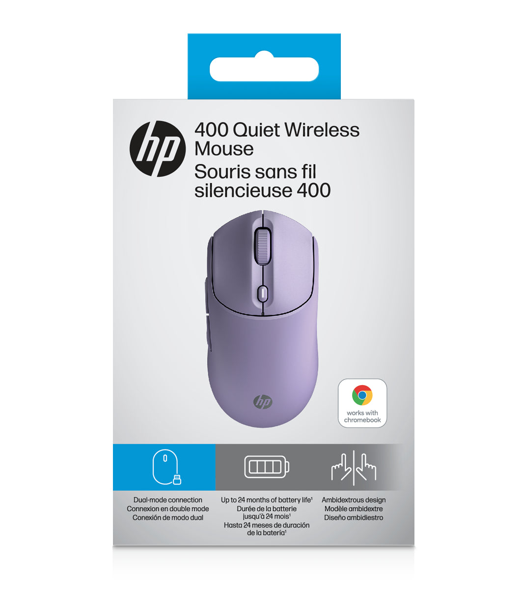 HP 400 – Maus – Kabellos (Bluetooth/2,4 GHz), beidhändig, Violett