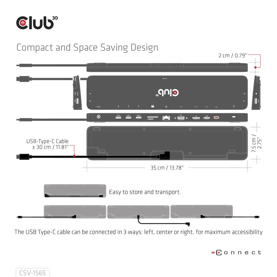 CLUB3D Club 3D Dockingstation – USB-C, 1× DP, 1× HDMI, 1× VGA, 8× USB-A, 100 W PD, GbE, für USB-C-Laptops
