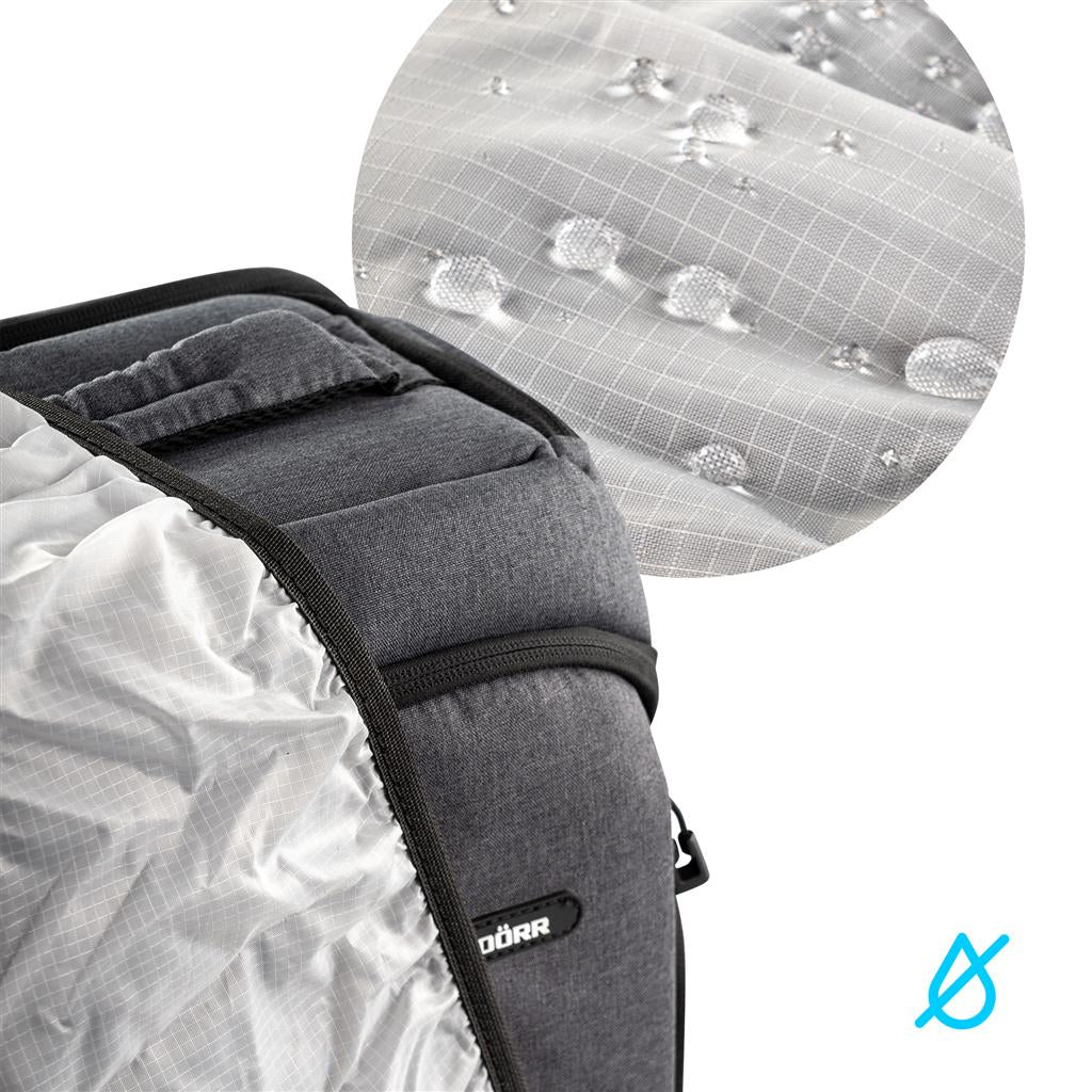 Dörr Kamerarucksack – 200 × 480 × 310 mm, 16 l – Polyester, grau, Regenhülle, Brustgurt