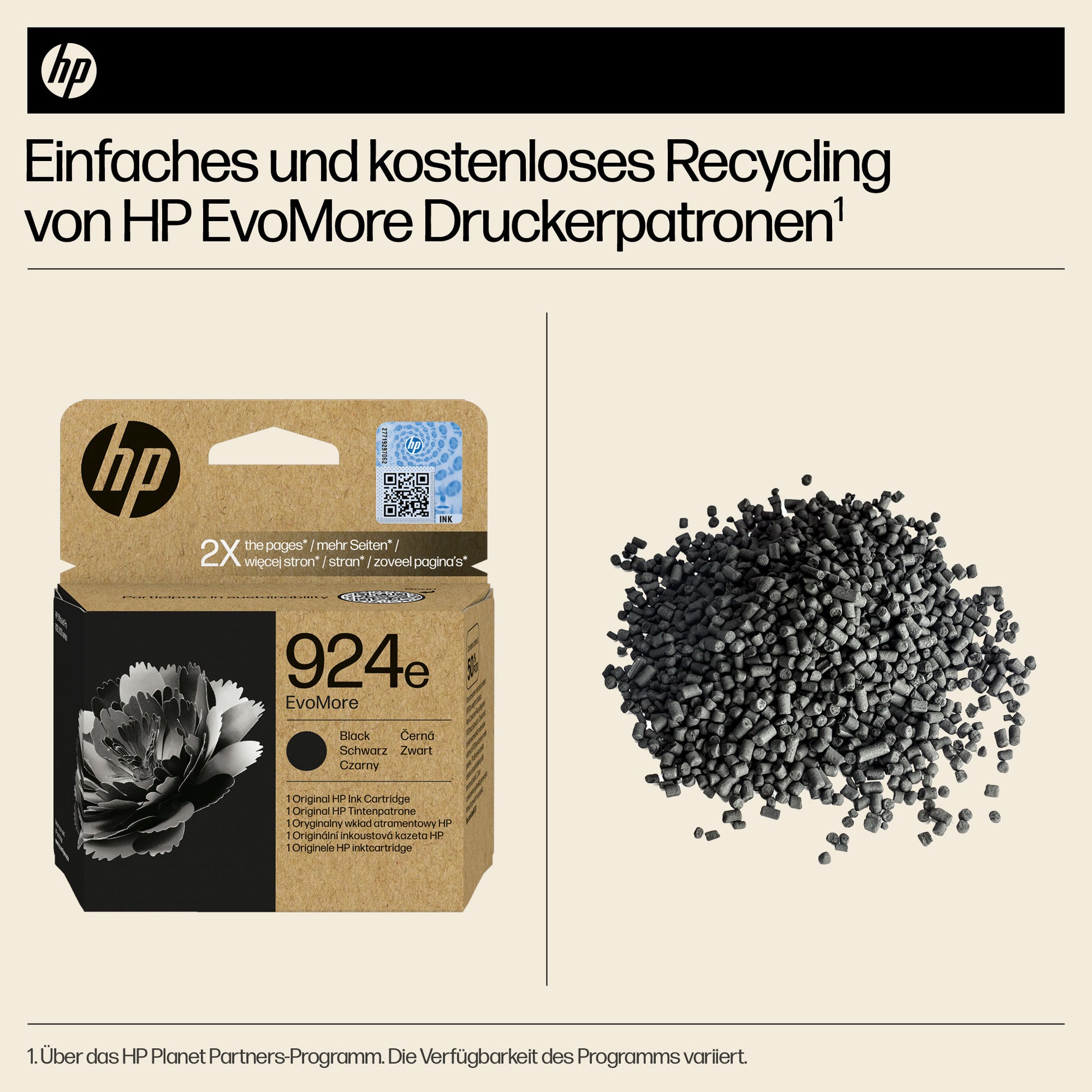 HP 924E Schwarz Tintenpatrone (Original) – 1'000 Seiten – für HP OfficeJet Pro 8120e/8130e