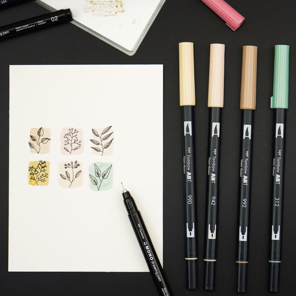 Tombow MONO Drawing Pen Fineliner Set – 4 Stk., 0,2–0,45 mm, schwarz
