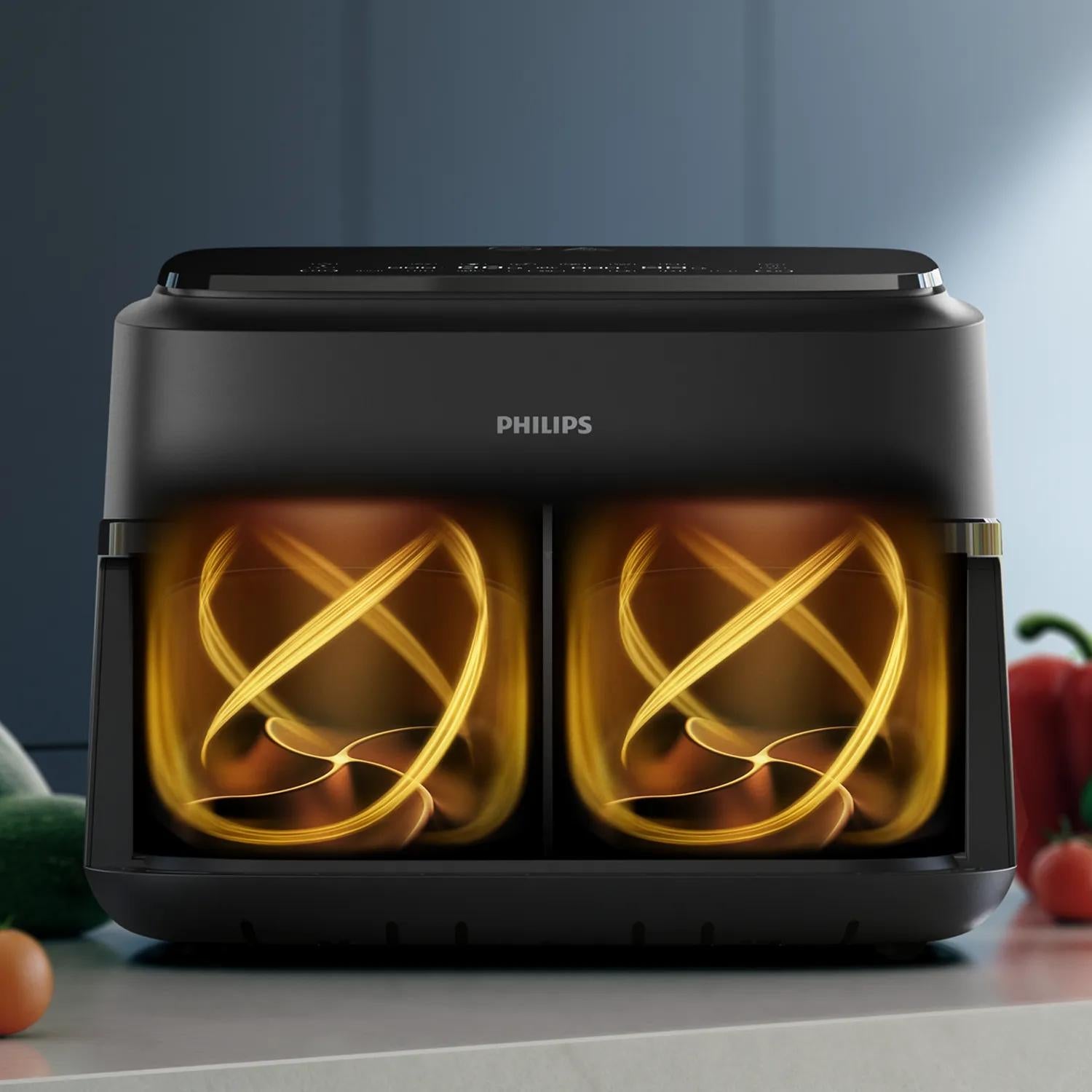 Philips Heissluftfritteuse NA150/00 – 7 l, Rapid Air & 8 Programme, 2450 W – schwarz