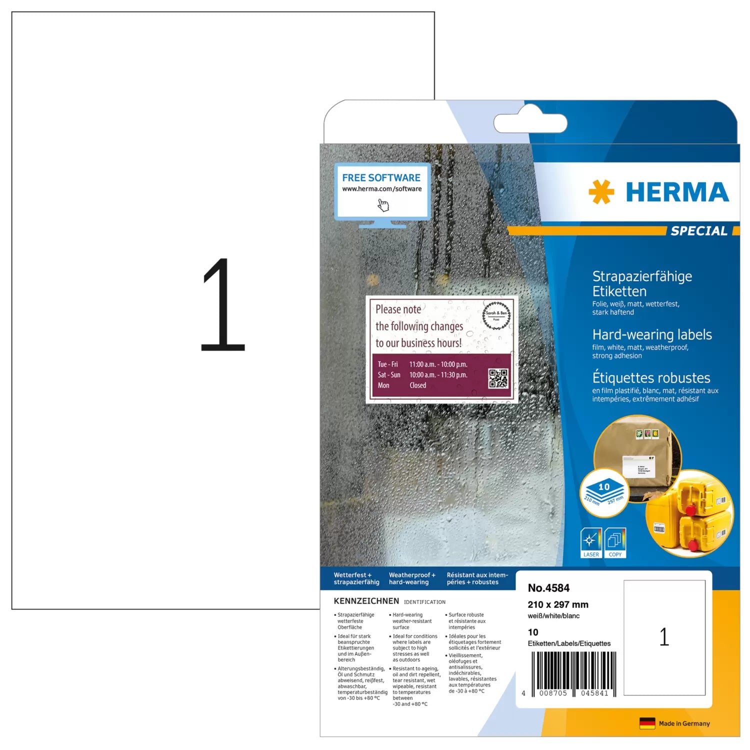HERMA Schuletiketten – Abgerundete Ecken, Permanent Haftend, 10 Bogen, 210×297 mm