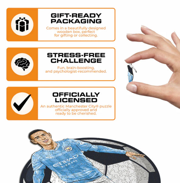 Iconic Puzzles Puzzle Man City FC – Phil Foden – 270 Teile – 30 × 42 cm – ab 10 J. – Holz – Mehrfarbig – FSC