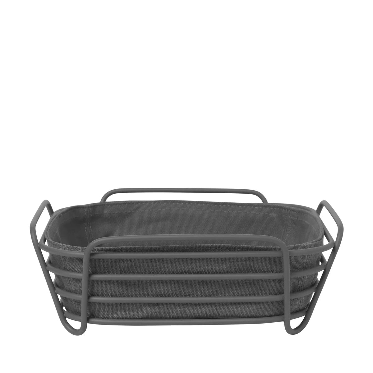 Blomus Delara L – Brotkorb 26 × 26 × 9 cm, Edelstahl/Baumwolle, Grau