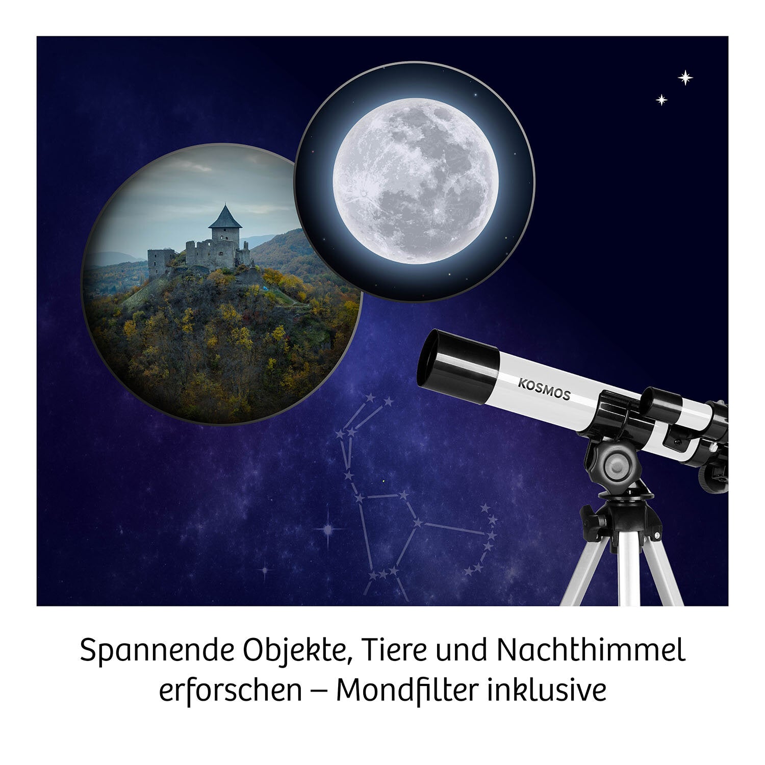 Kosmos Teleskop – Entdecker-Teleskop, 100×, 20 × 38,5 × 9,2 cm, ab 8 Jahren