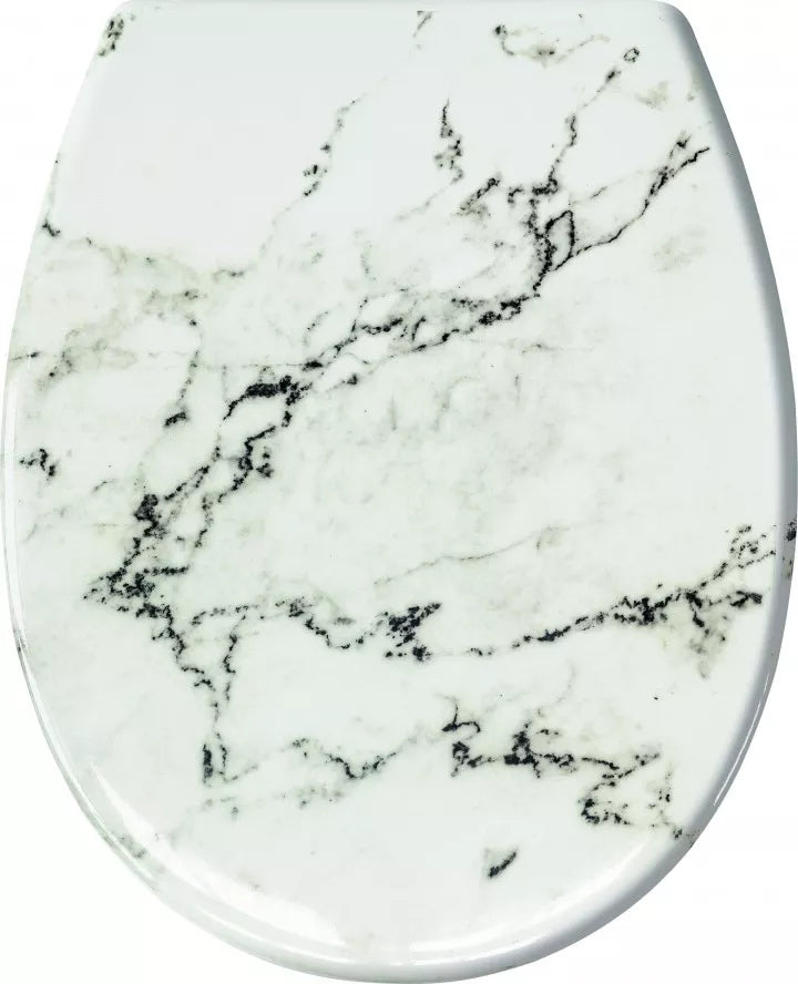 Kleine Wolke Marble – WC-Sitz – Duroplast, grau-marmor, weiss, mit Deckel, Soft-Close, 37 × 45 cm