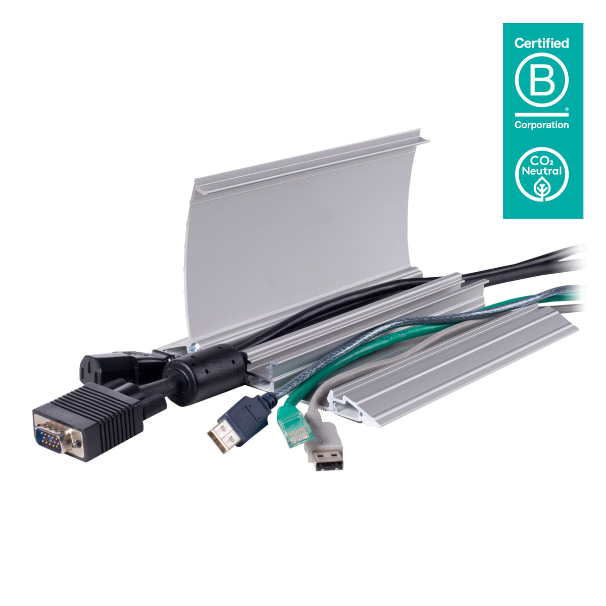 Dataflex Addit 412 Kabelbrücke – 0,9 m – Aussen 145×20 mm – Aluminium – Silber, 2 Kanäle