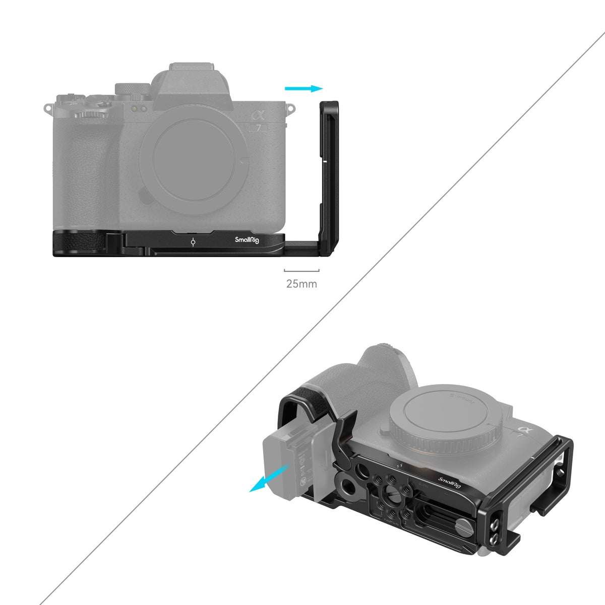 SmallRig 3660B L-Halterung – Aluminium, Leder – für Sony Alpha 7R V, Alpha 7 IV, Alpha 7S III und andere
