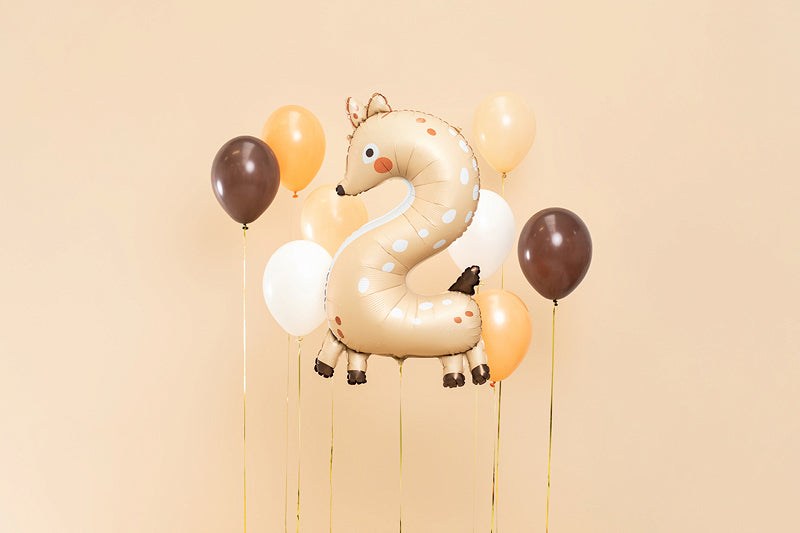 PartyDeco Folienballon Zahl 2 Reh – braun – 65 × 102 cm – Folie – 1 Stk