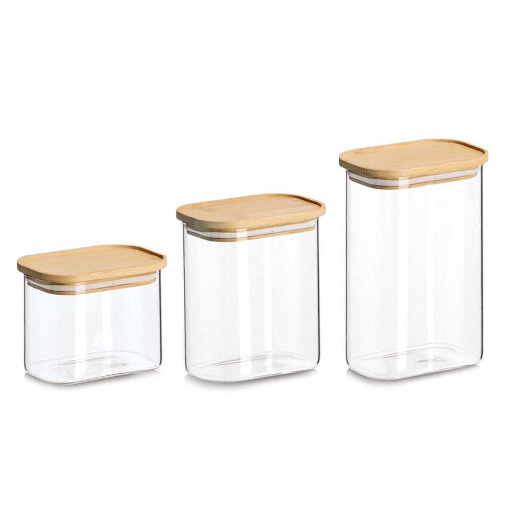 Zeller Present Vorratsdose 1 l, 12,8 × 9 × 14,2 cm, Glas (Borosilikat), Bambusdeckel, transparent/braun