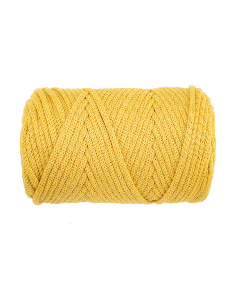 GLOREX Makramee-Kordel Senfgelb – Ø 3 mm, 250 g, 70 m, Baumwolle/Viskose/Polyester