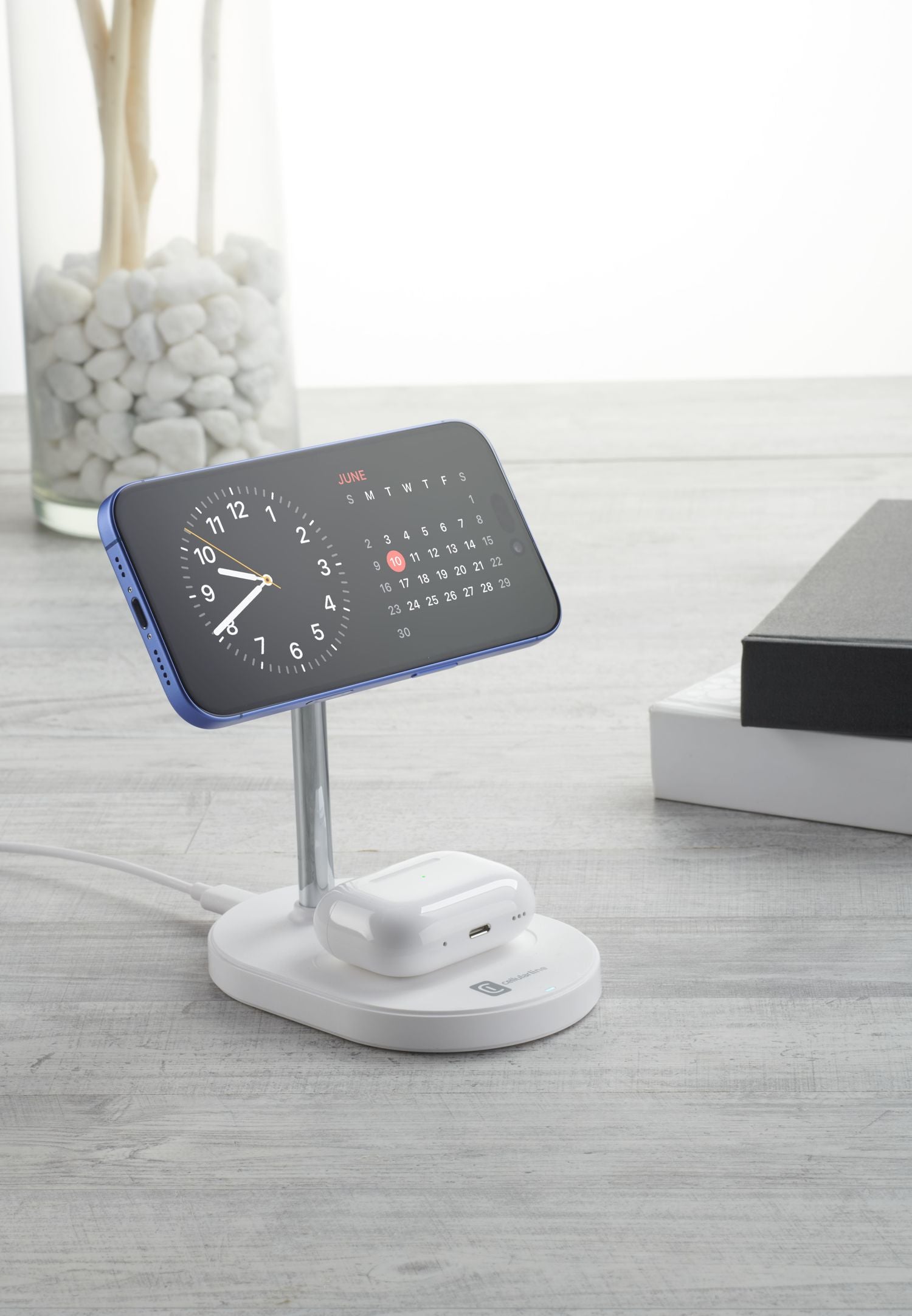 Cellularline Mag Duo 2-in-1 Ladeständer – Qi2 – 25 W/5 W – für iPhone/AirPods – Weiss