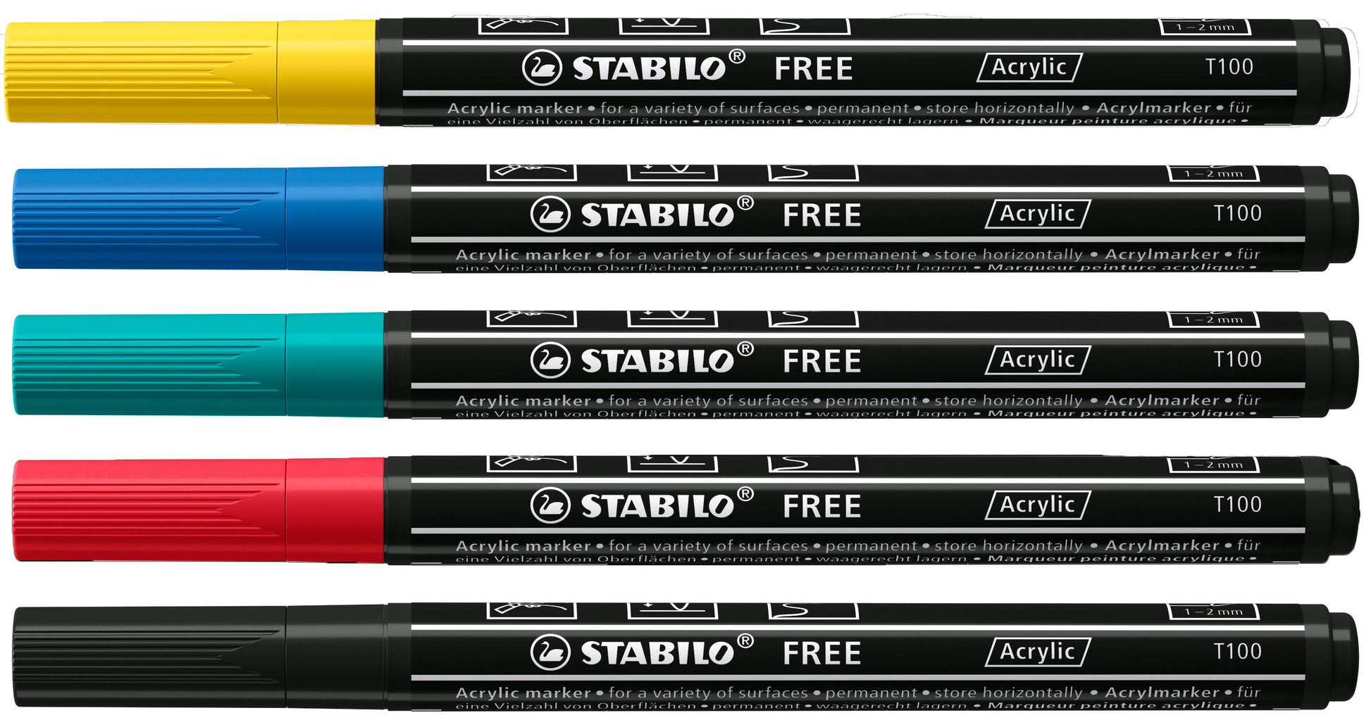 STABILO Acrylmarker – farbig sortiert, 5er Set
