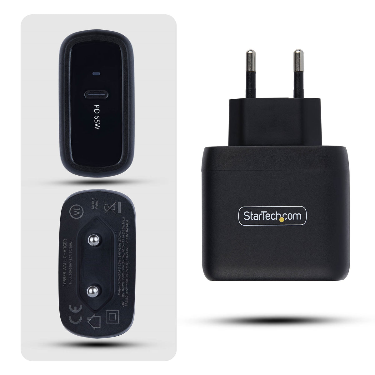 StarTech.com USB-Ladegerät 65 W – GaN, PD 3.0, PPS – USB-C×1, EU-Stecker – für Dell, HP, MacBook und andere