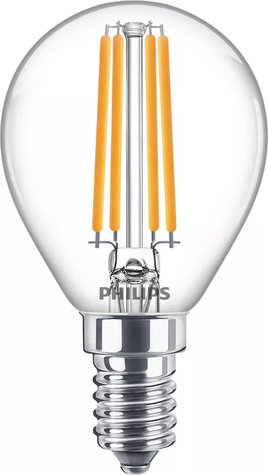 Philips by Signify Philips LED-Leuchtmittel E14 P45 – Warmweiss 2700 K, 806 lm, 6,5 W – IP20 – 1 Stk. – Transparent