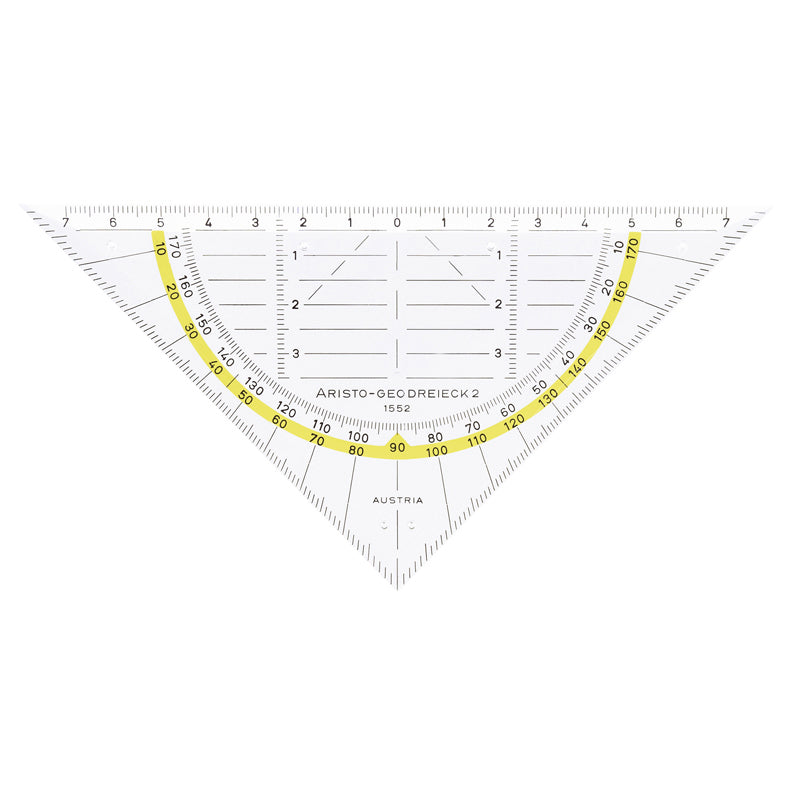 Aristo Geodreieck, 16 cm, 45° – mit abnehmbarem Griff, mit Tuschenoppen – Acrylglas