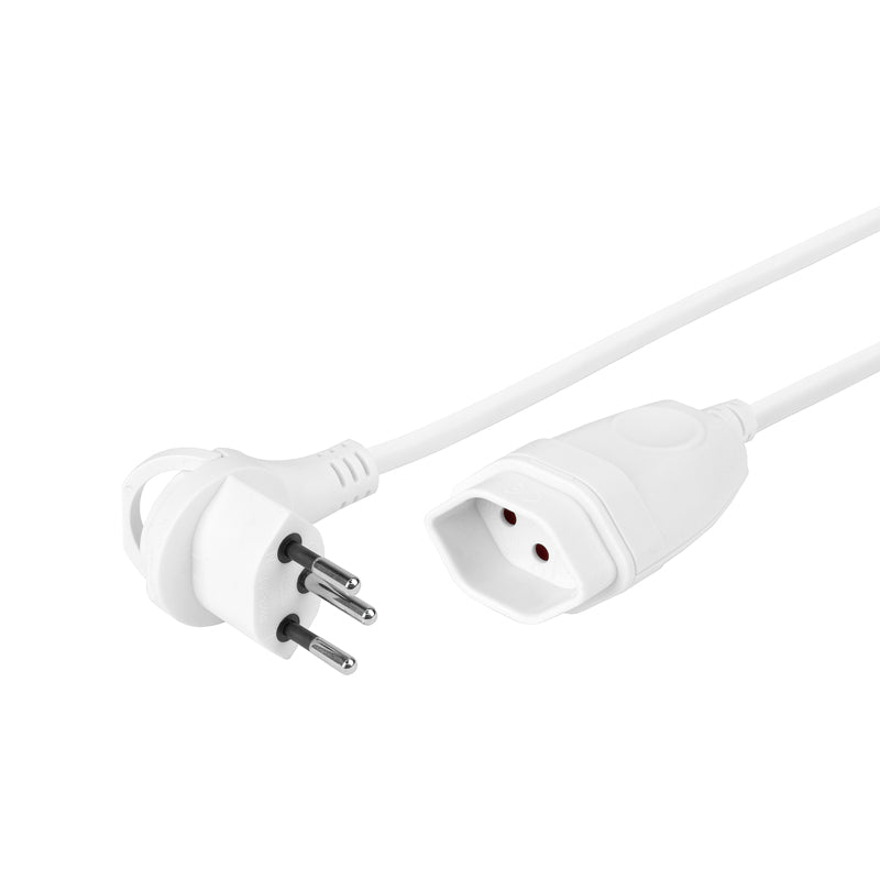 Steffen Verlängerungskabel T12–T13, 5 m, IP20, 1 mm², Winkelstecker, 3-polig – Weiss