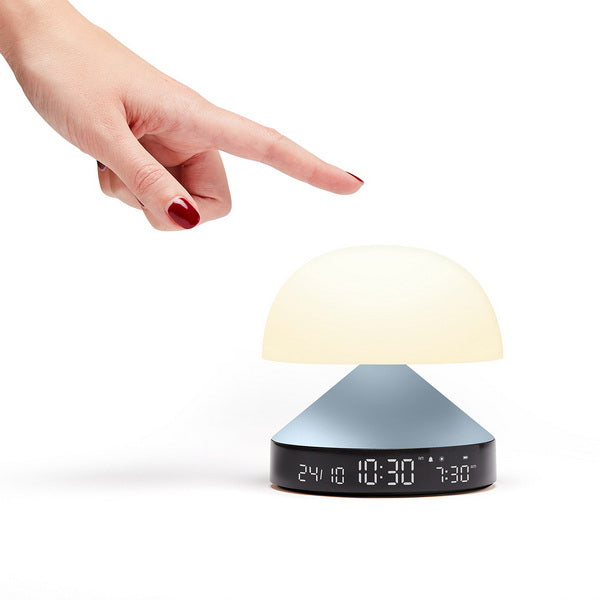 LEXON Lichtwecker Mina Sunrise – digital – 11 × 11 × 11 cm, hellblau, USB, 5 Wecktöne