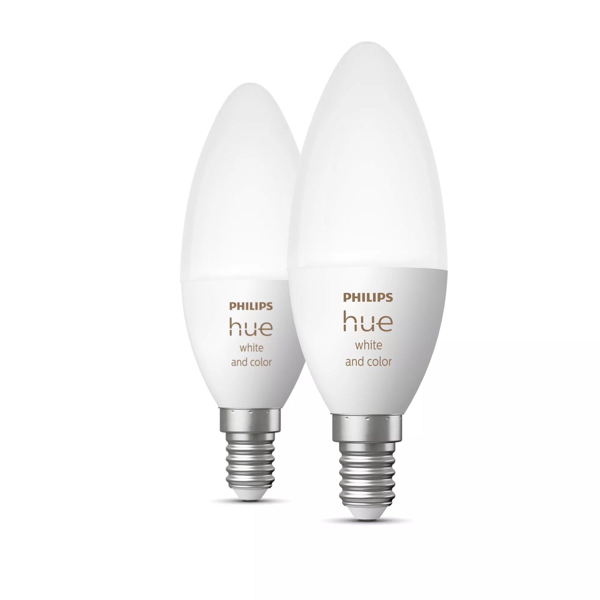 Philips by Signify Philips Hue Smart-Leuchtmittel E14 Kerzenform – RGB+CCT, 470 lm, 5,3 W, Bluetooth – für Philips Hue – 2 Stk.