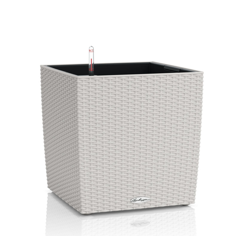 LECHUZA CUBE Cottage 40 Pflanzgefäss – 39 × 39 × 70 cm – Kunststoff, grau