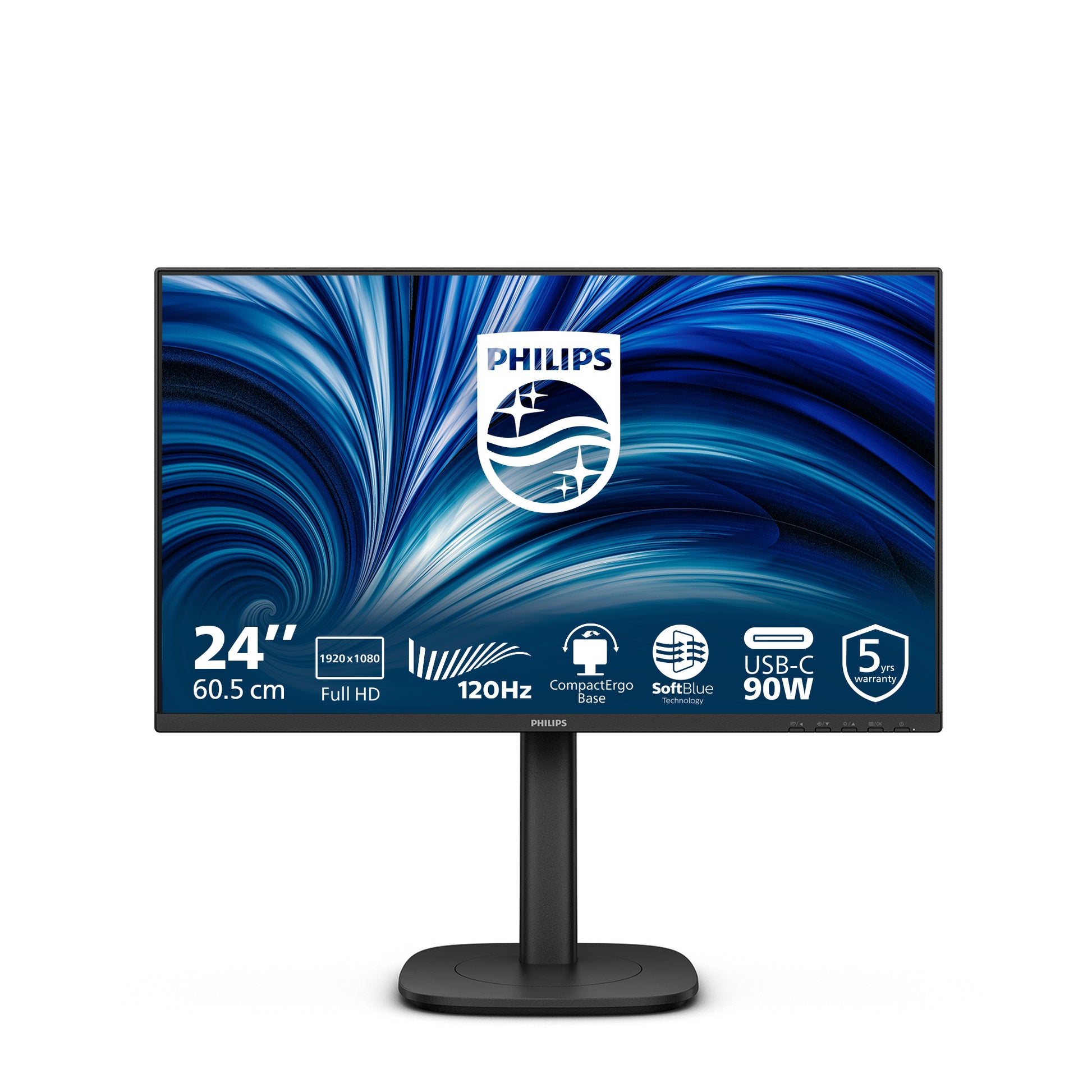 Philips 24B2U3301/00 – Monitor, 23,8", IPS, 120 Hz, USB-C, Lautsprecher, USB-Hub, Adaptive Sync, Schwarz