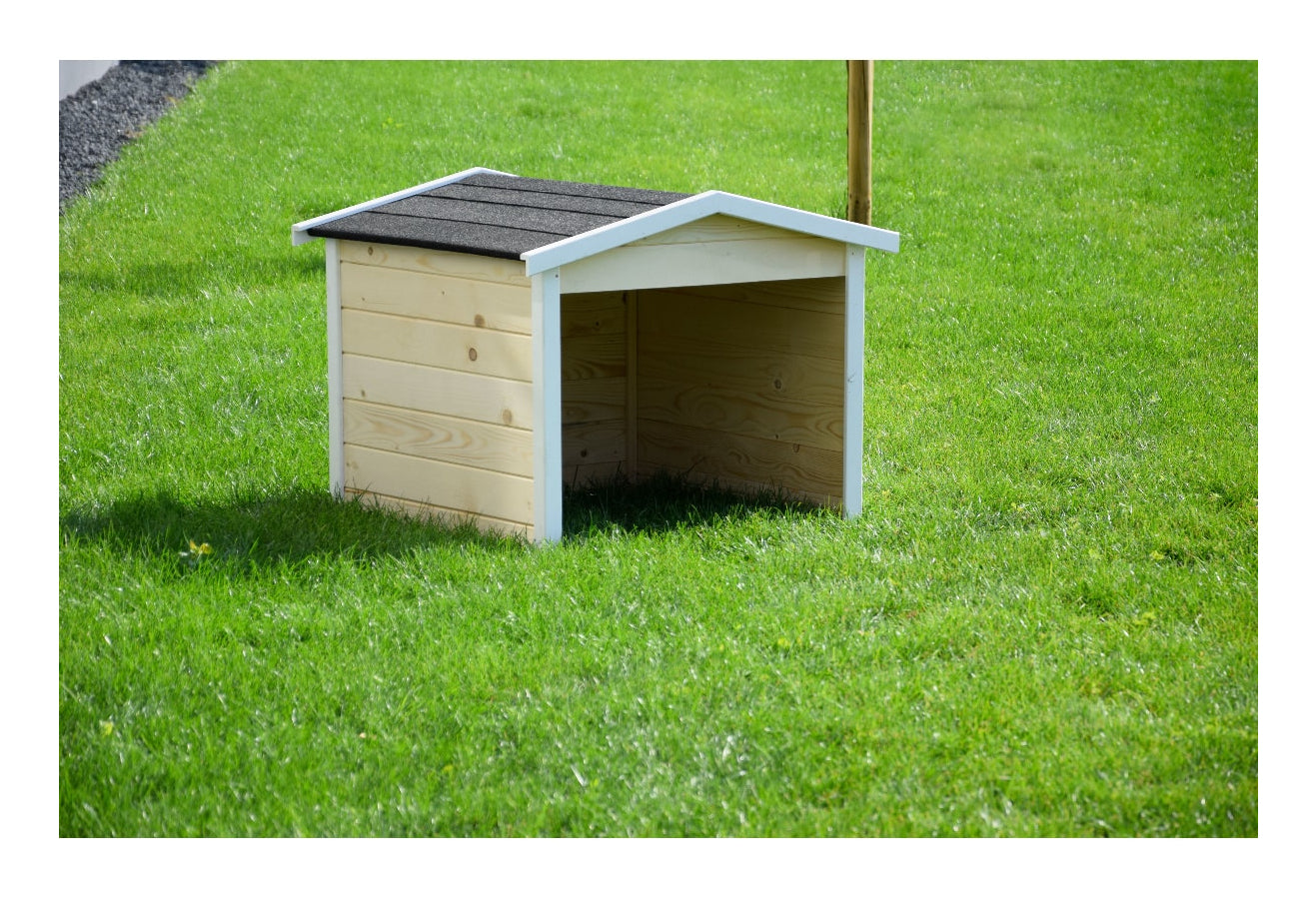 Dobar Oslo Mähroboter-Garage Spitzdach – Pinienholz – Braun – 680 × 520 × 760 mm