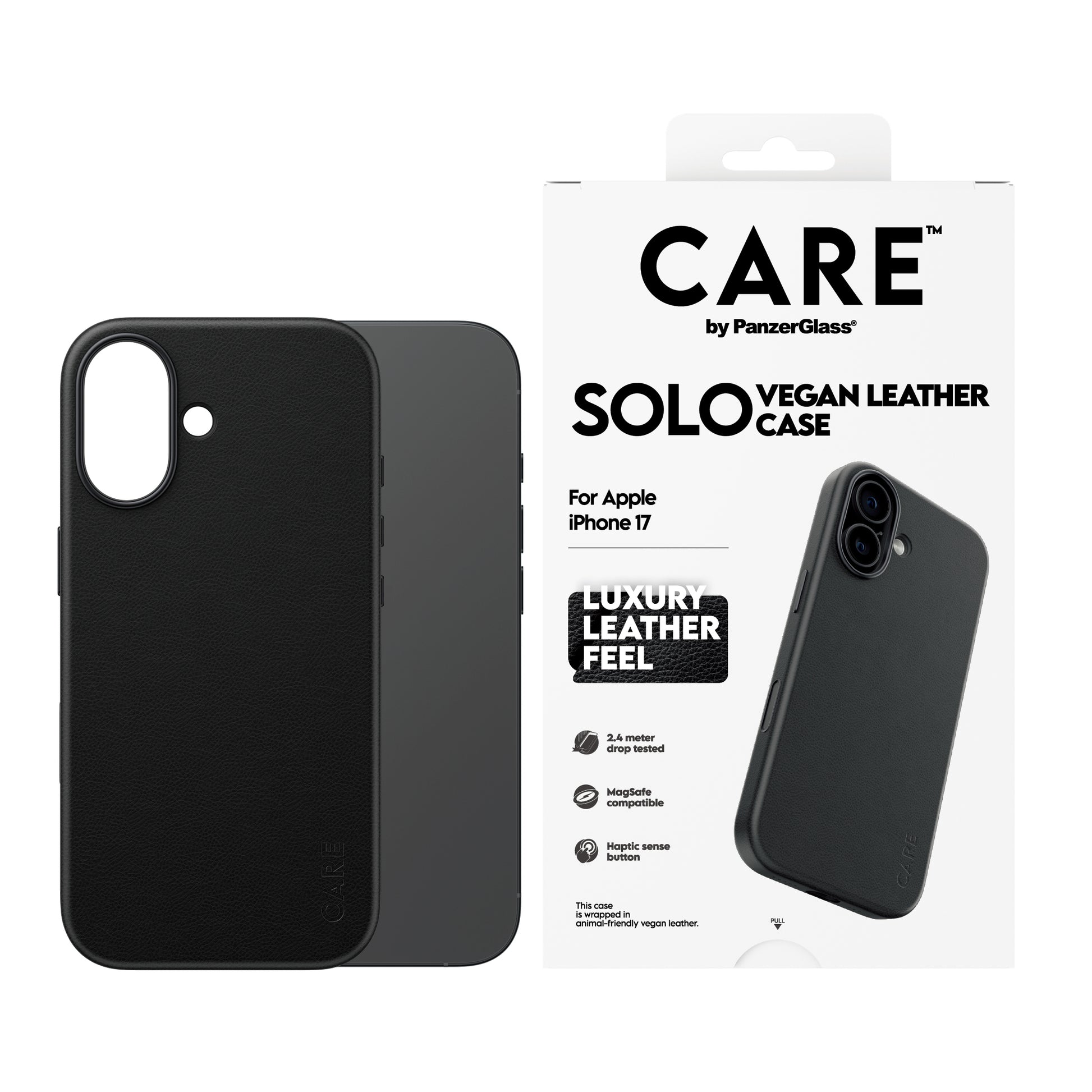 PanzerGlass CARE Solo Backcover – für Apple iPhone 17, PC (100% recycelt), Schwarz