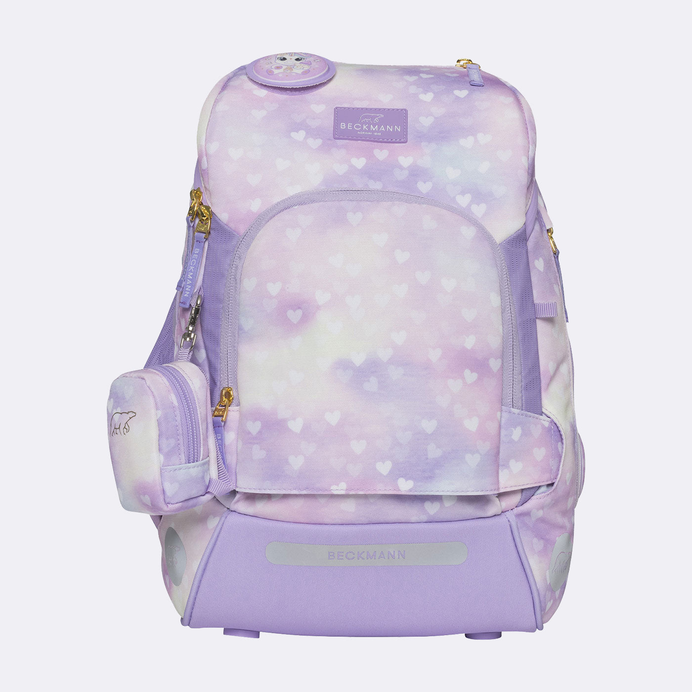 Beckmann Schulrucksack Active Air Flx – 6-teilig – Einhorn Prinzessin Violett