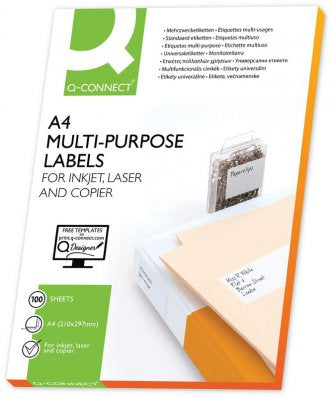 Q-CONNECT Drucketiketten, 105 mm × 42 mm, weiss, Papier, permanent, 1400 Etiketten (100 Blatt)
