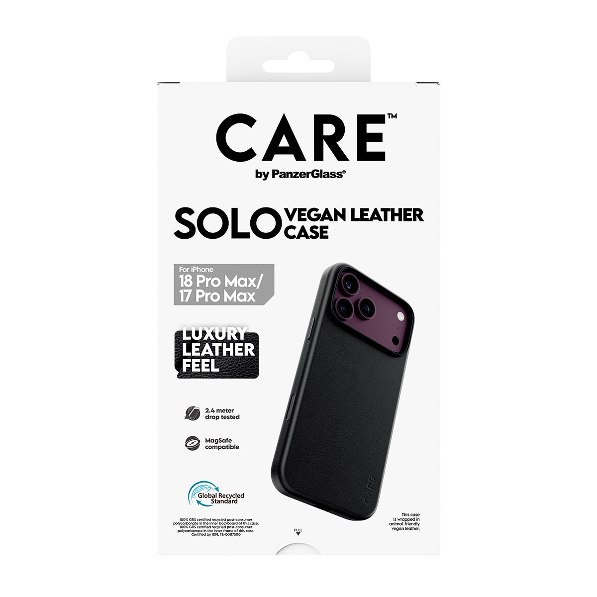 PanzerGlass CARE Solo Backcover – für Apple iPhone 18 Pro Max / iPhone 17 Pro Max, bis 2,4 m sturzsicher