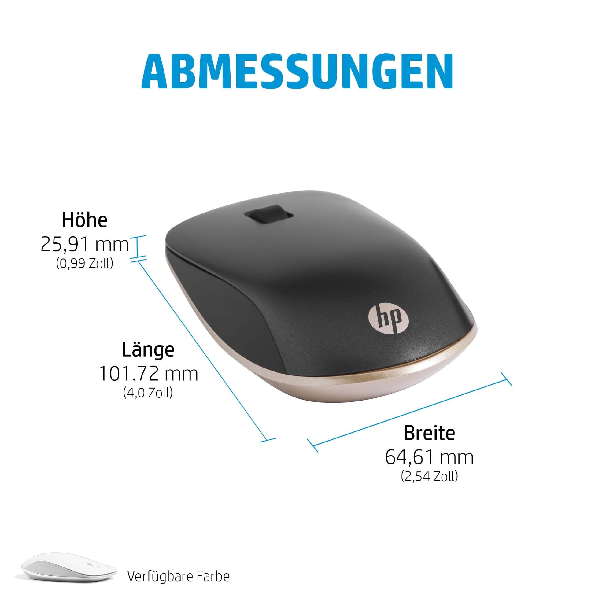 HP 410 Slim – Maus – Kabellos (Bluetooth), 2000 DPI, beidhändig, Schwarz, Silber