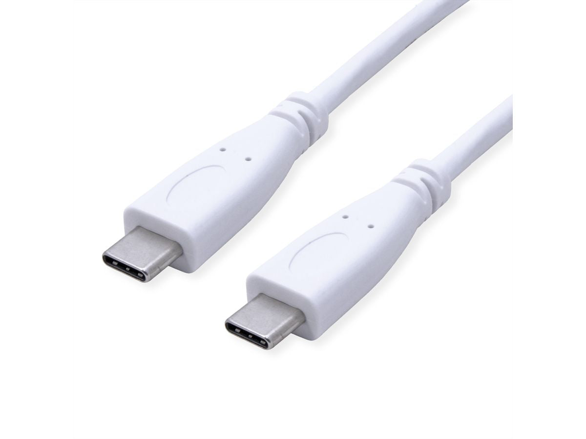 VALUE USB-C auf USB-C Kabel – USB 3.2 Gen 2 (10 Gbit/s) – 0,5 m – PD 100 W – Vergoldete Kontakte – Weiss
