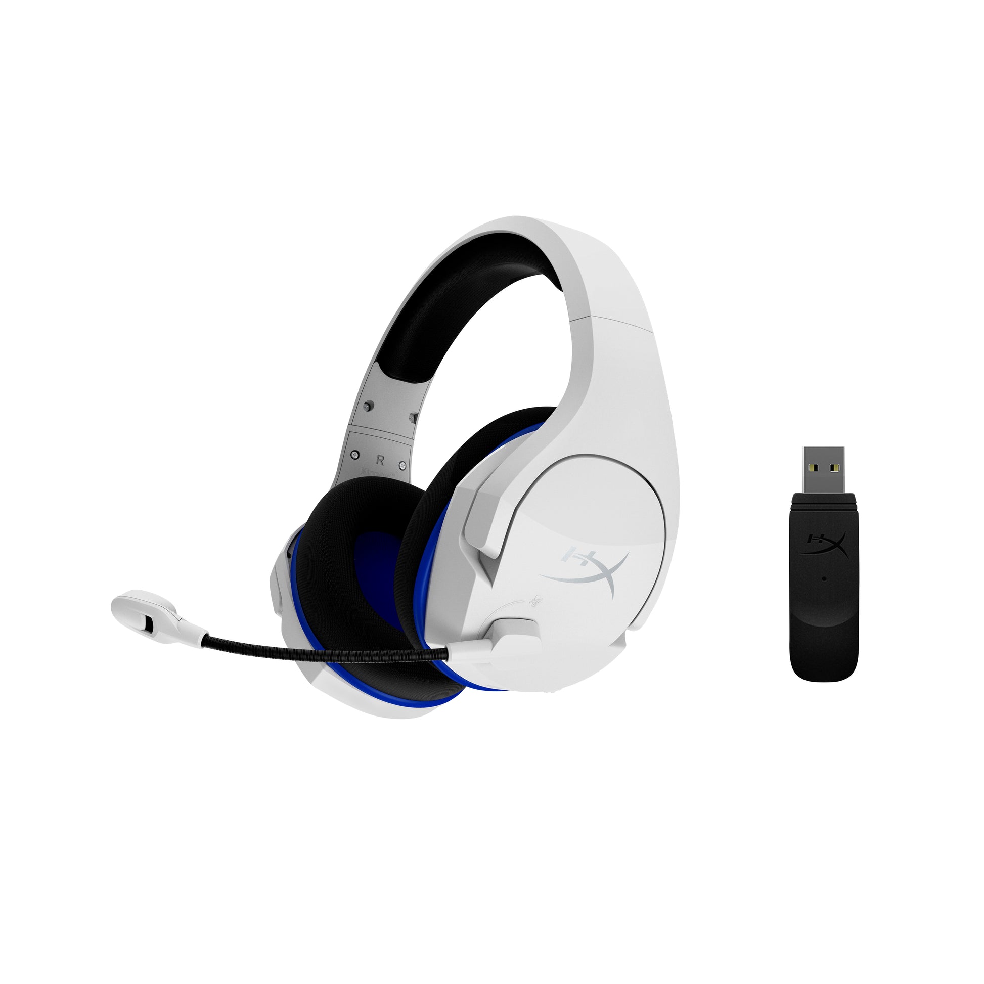 HyperX Stinger Core – Gaming-Headset – USB-A, Mikrofon mit Stummschaltung – Weiss/Blau – für PS5/PS4/PC