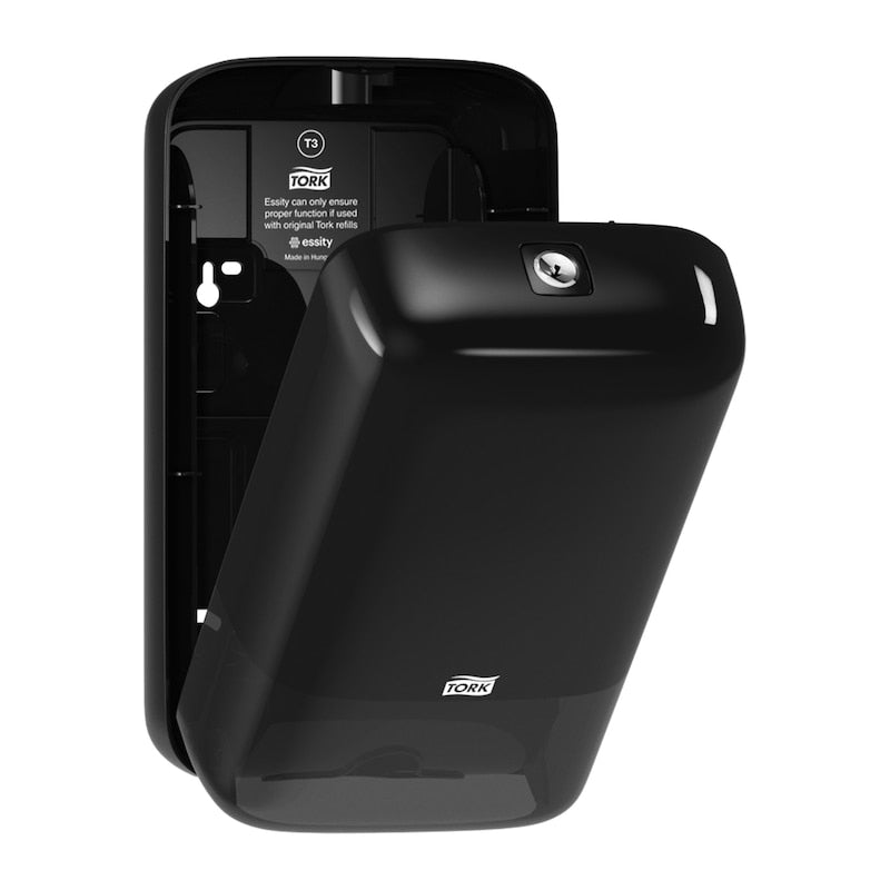 Tork T3 Elevation – Toilettenpapierspender – Kunststoff, Schwarz, Einzelblatt, 12,8 × 15,9 × 27,1 cm