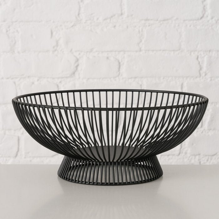 Boltze Früchteschale Balu – Ø 25,4 cm, H 10,0 cm, Eisen, Schwarz