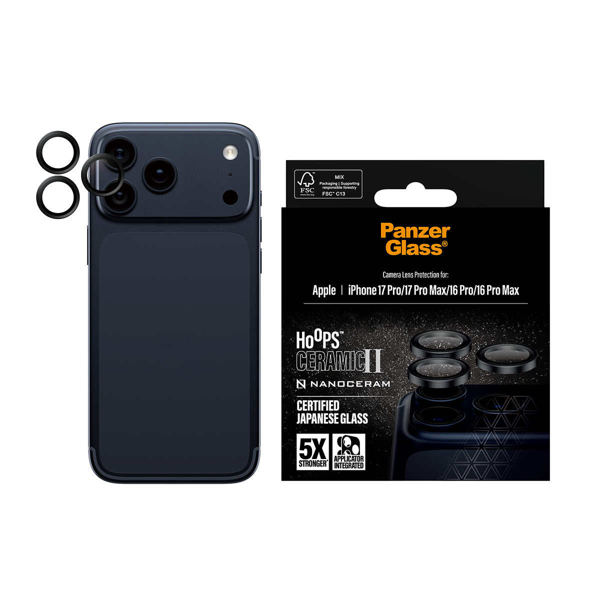 PanzerGlass Halterung – für Apple iPhone 17 Pro, Apple iPhone 17 Pro Max, Hartglas, Schwarz