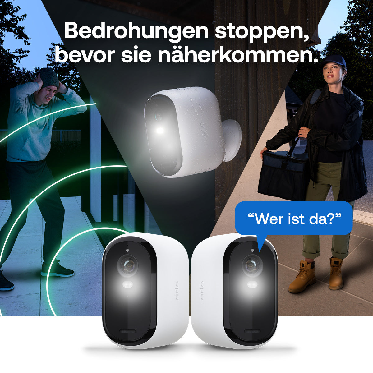 Arlo VMC3282 Netzwerkkamera – 4 MP, WQHD, IP65, für Amazon Alexa, Weiss