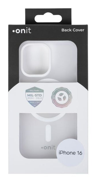 ONIT Mill.Std. – Backcover – für Apple iPhone 16 – MagSafe, PC+TPE+TPU, Weiss matt, bis 3 m Sturzsicher