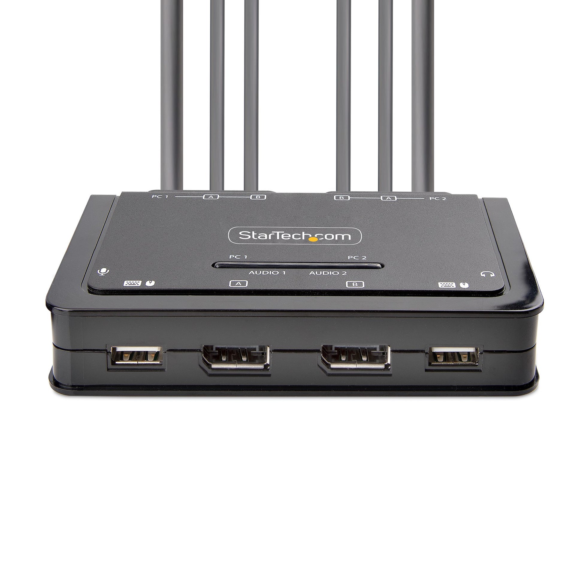StarTech.com C2-DD46-UA2-CBL-KVM – 2-Port DisplayPort Dual-View KVM-Switch – 4K/60 Hz, USB 2.0-Hub, Audio