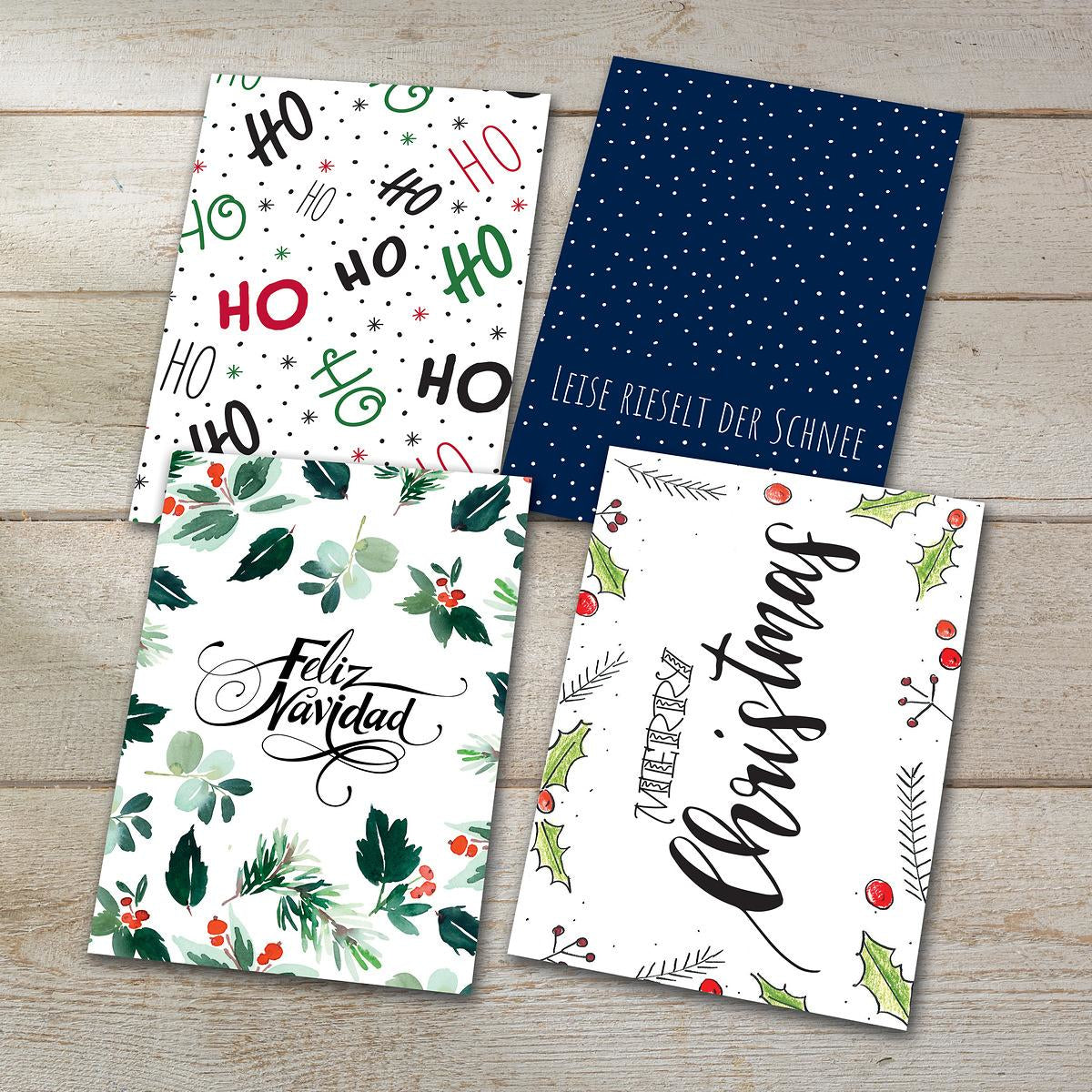 Sigel Grusskarte Weihnachten (Buntes Weihnachten) – A6 (105 × 148 mm), Text DE/EN, für Inkjet/Laser/Kopierer
