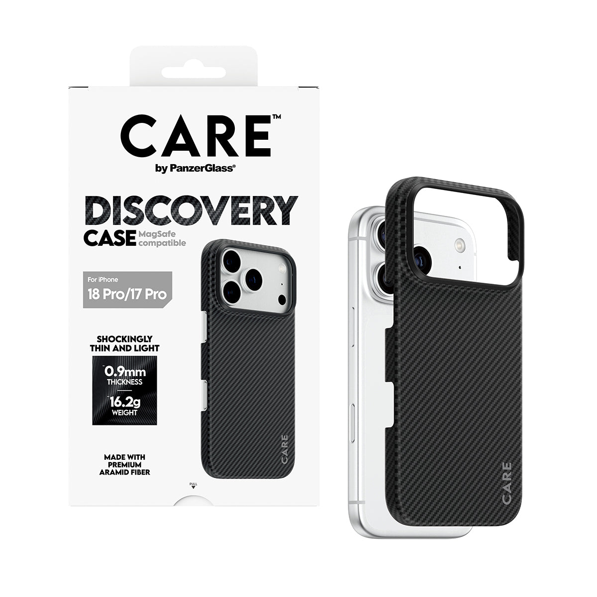 PanzerGlass CARE Discovery Backcover – für Apple iPhone 17 Pro / iPhone 18 Pro, Kunststoff, Schwarz & Grau
