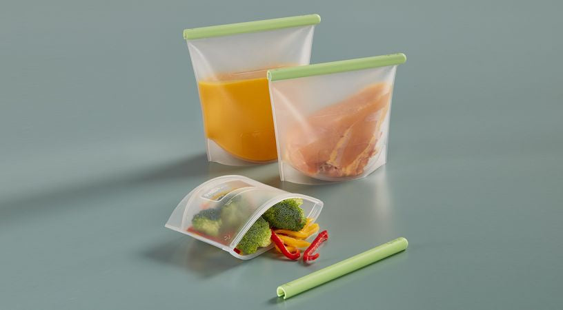 Lékué Vorratsdose 500 ml, 19,6 × 6,6 × 12 cm, Silikon, grün