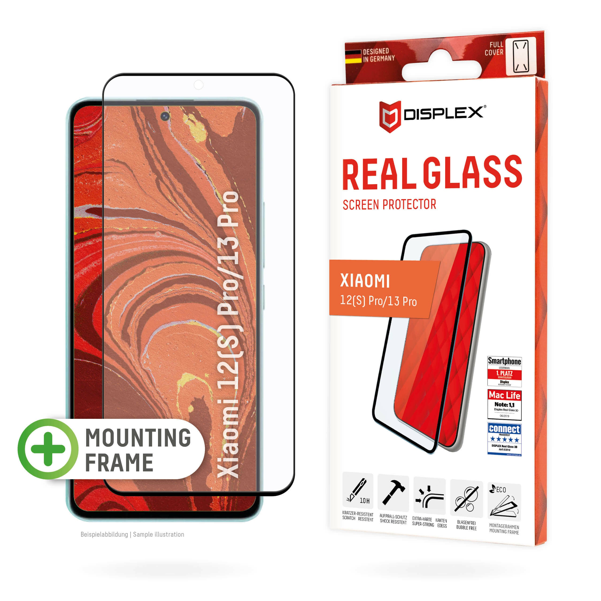 E.V.I. Displayschutz (Folie), Full Cover – für Xiaomi 13 Pro/13S Pro/12 Pro – mit Applikator