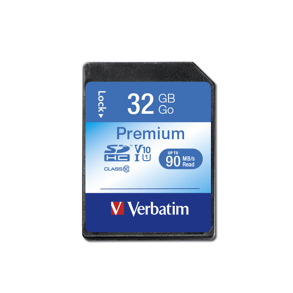 Verbatim SDHC-Speicherkarte – 32 GB, Klasse 10, Lesen bis 45 MB/s, Schreiben bis 10 MB/s